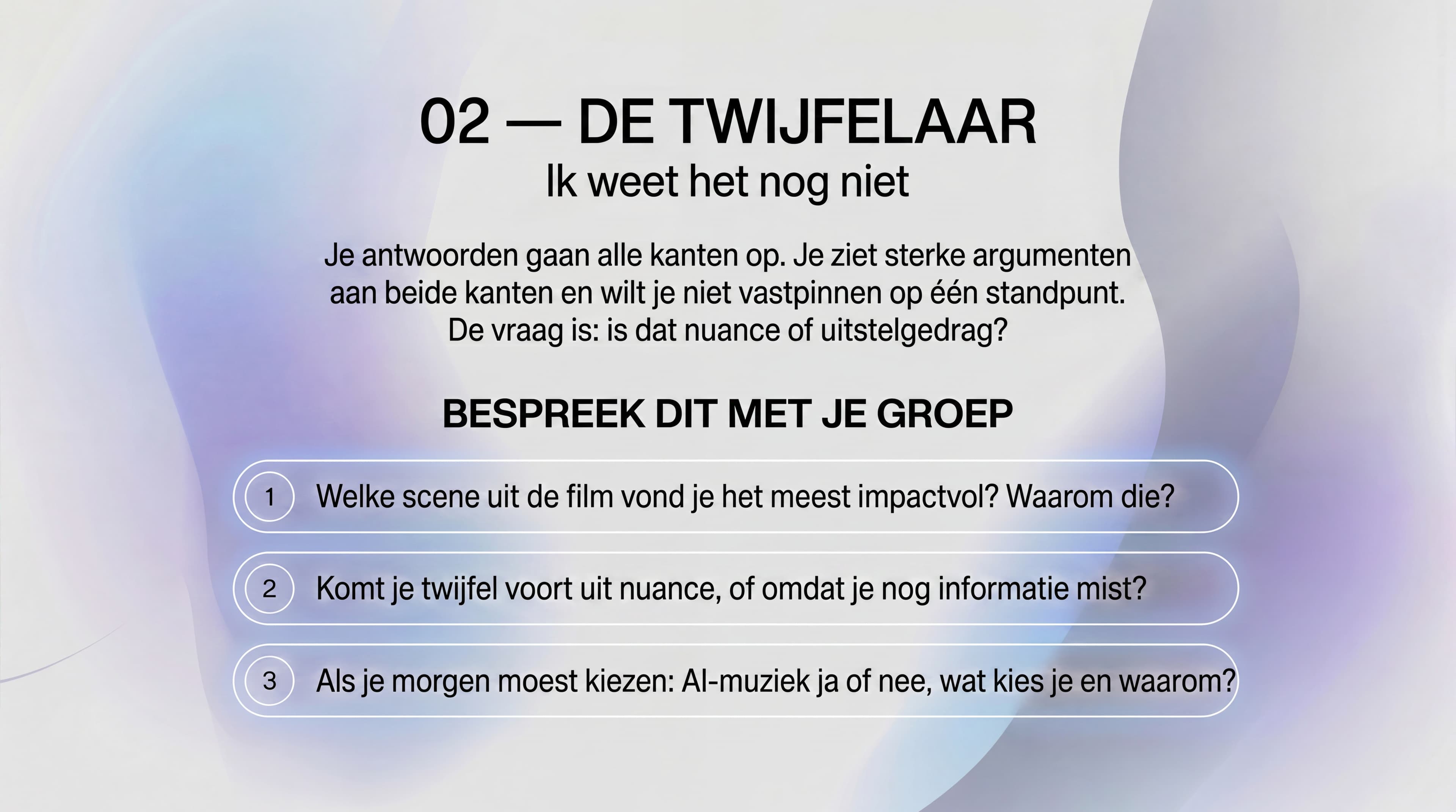 Voorkant van de profielkaart: De Twijfelaar