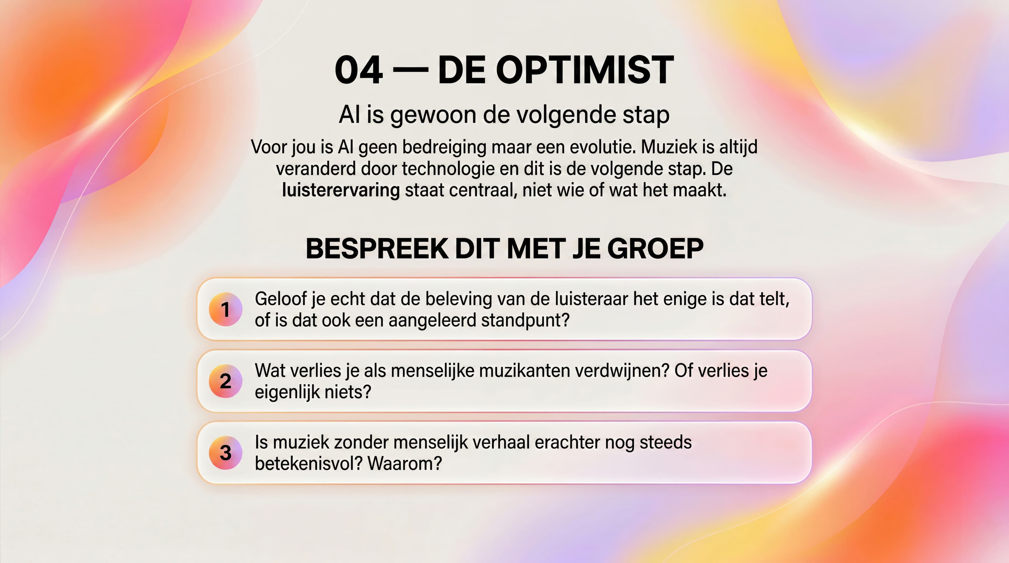 Voorkant van de profielkaart: De Optimist